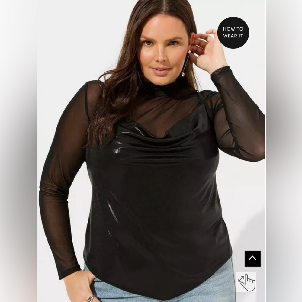 Torrid Black Liquid Shine Cowl Cami Size 3